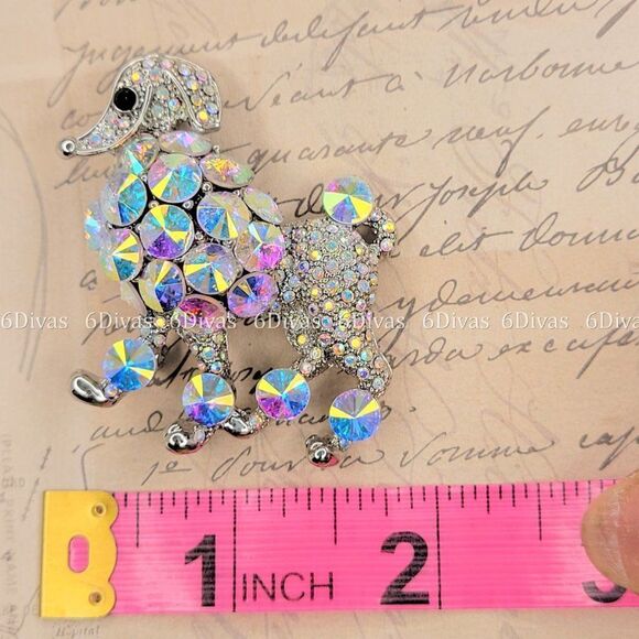 LARGE Bling Glitter Poodle Dog Brooch Pin - Picture 7 of 7